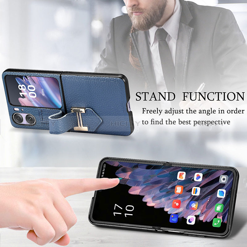 Funda Bumper Lujo Cuero y Plastico Mate Carcasa SD4 para Oppo Find N2 Flip 5G