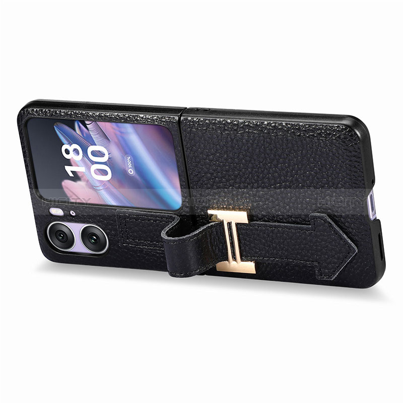 Funda Bumper Lujo Cuero y Plastico Mate Carcasa SD4 para Oppo Find N2 Flip 5G