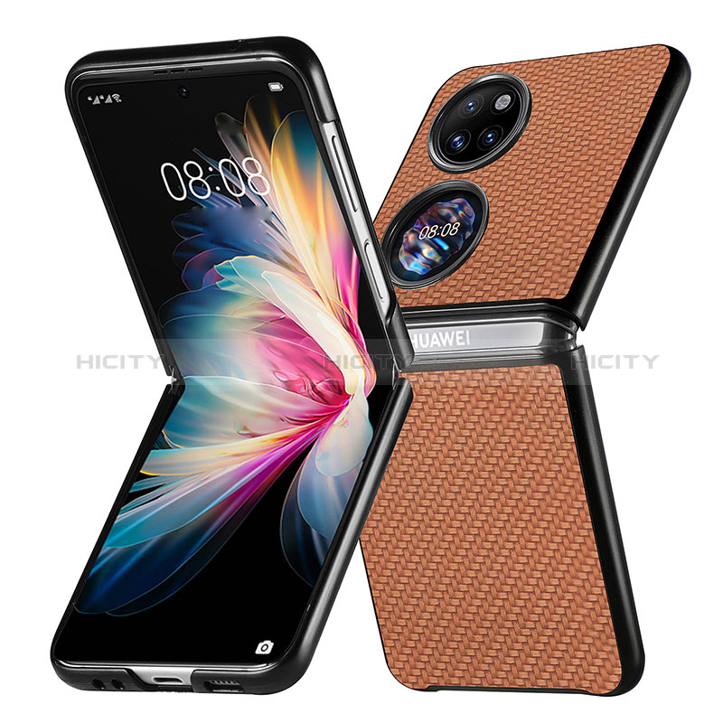 Funda Bumper Lujo Cuero y Plastico Mate Carcasa SD5 para Huawei P50 Pocket