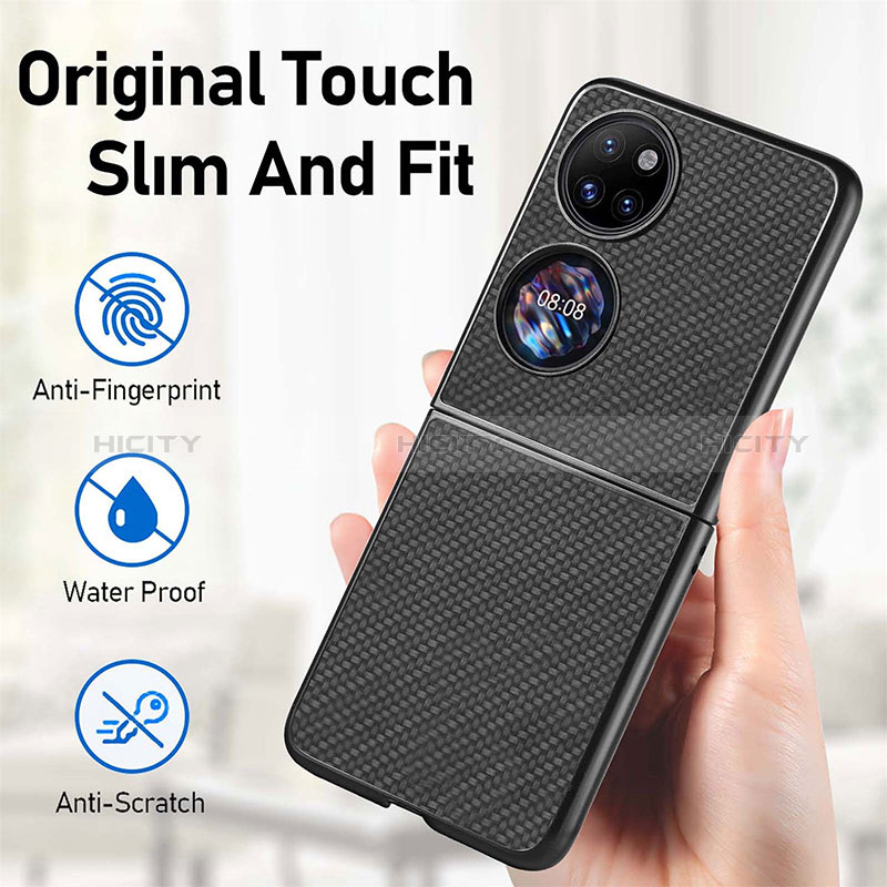 Funda Bumper Lujo Cuero y Plastico Mate Carcasa SD5 para Huawei P60 Pocket