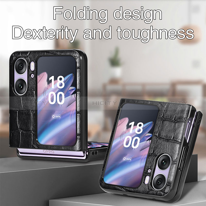 Funda Bumper Lujo Cuero y Plastico Mate Carcasa SD5 para Oppo Find N2 Flip 5G