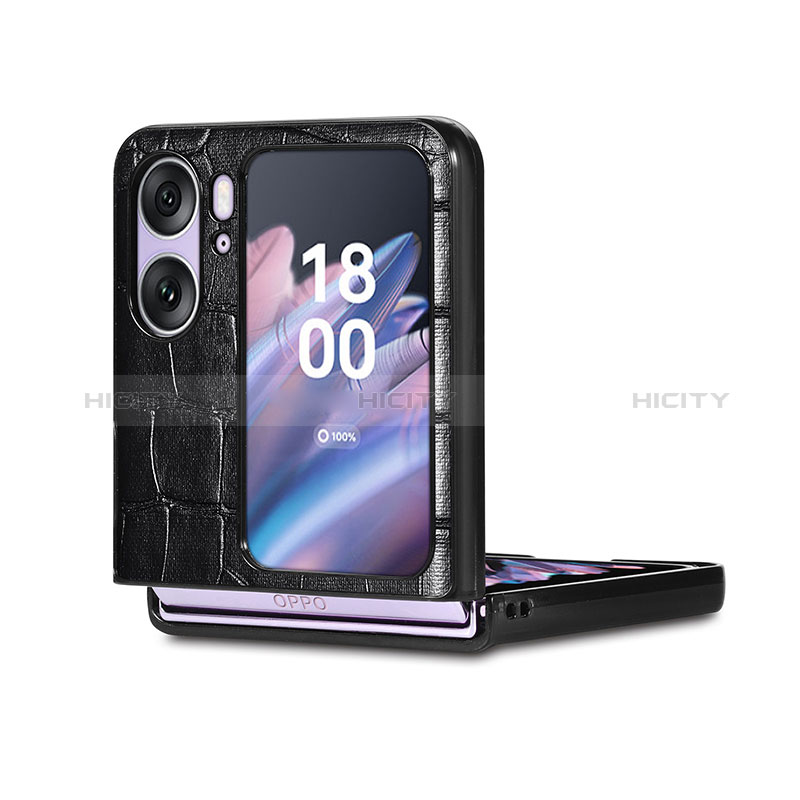 Funda Bumper Lujo Cuero y Plastico Mate Carcasa SD5 para Oppo Find N2 Flip 5G