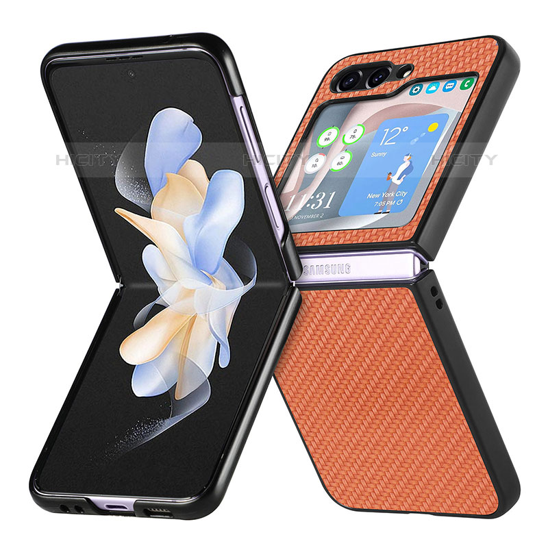 Funda Bumper Lujo Cuero y Plastico Mate Carcasa SD5 para Samsung Galaxy Z Flip5 5G