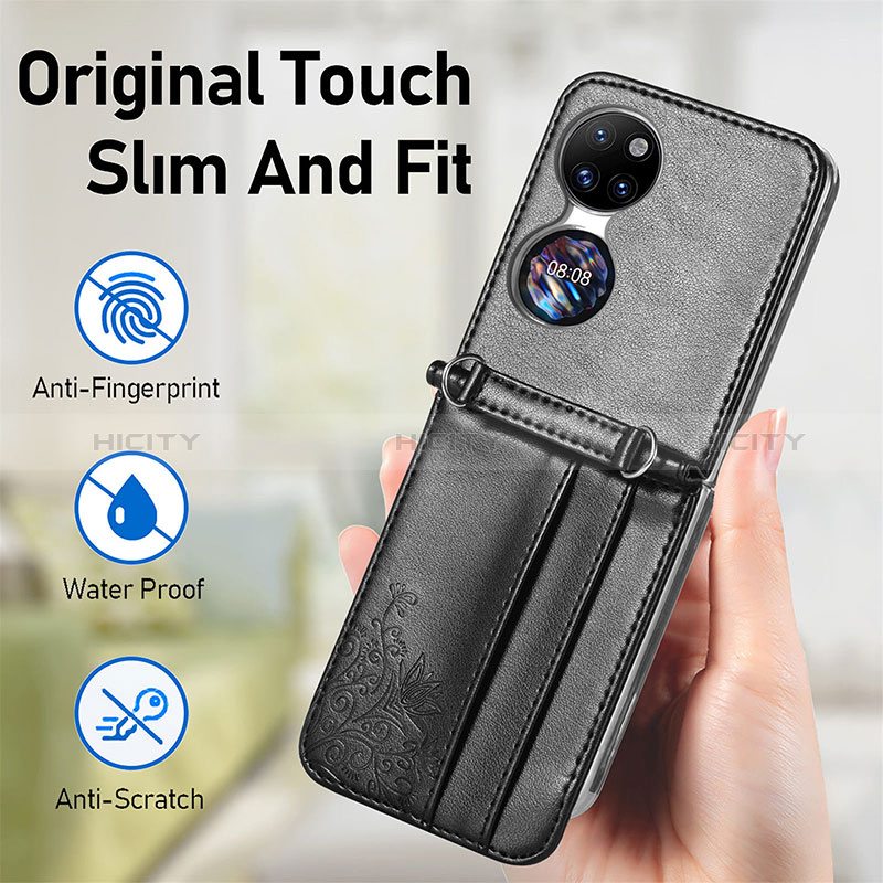 Funda Bumper Lujo Cuero y Plastico Mate Carcasa SD6 para Huawei P50 Pocket