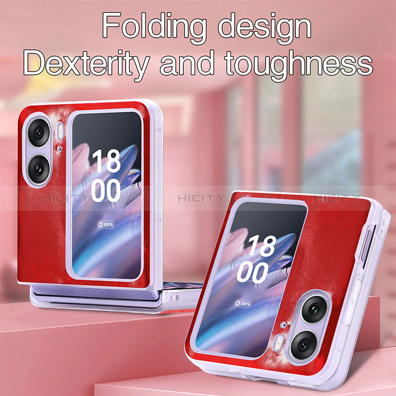 Funda Bumper Lujo Cuero y Plastico Mate Carcasa SD6 para Oppo Find N2 Flip 5G