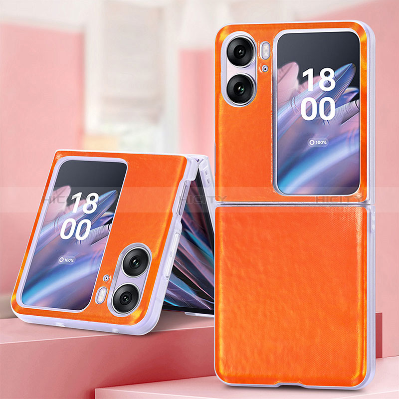 Funda Bumper Lujo Cuero y Plastico Mate Carcasa SD6 para Oppo Find N2 Flip 5G