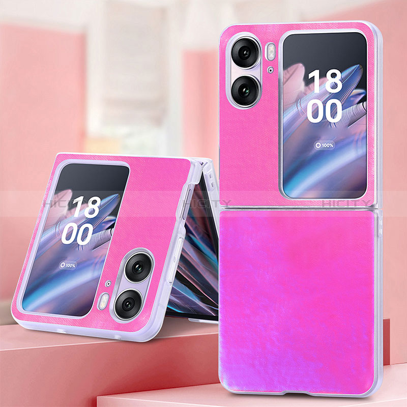 Funda Bumper Lujo Cuero y Plastico Mate Carcasa SD6 para Oppo Find N2 Flip 5G