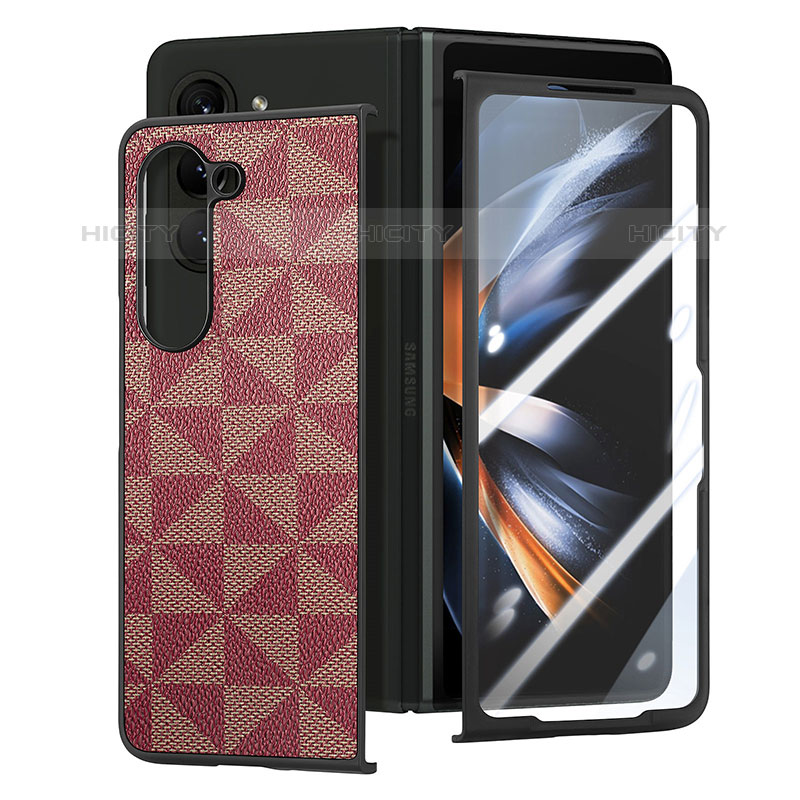 Funda Bumper Lujo Cuero y Plastico Mate Carcasa SD6 para Samsung Galaxy Z Fold5 5G