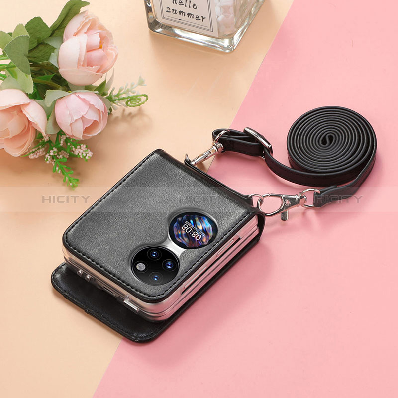 Funda Bumper Lujo Cuero y Plastico Mate Carcasa SD7 para Huawei P50 Pocket