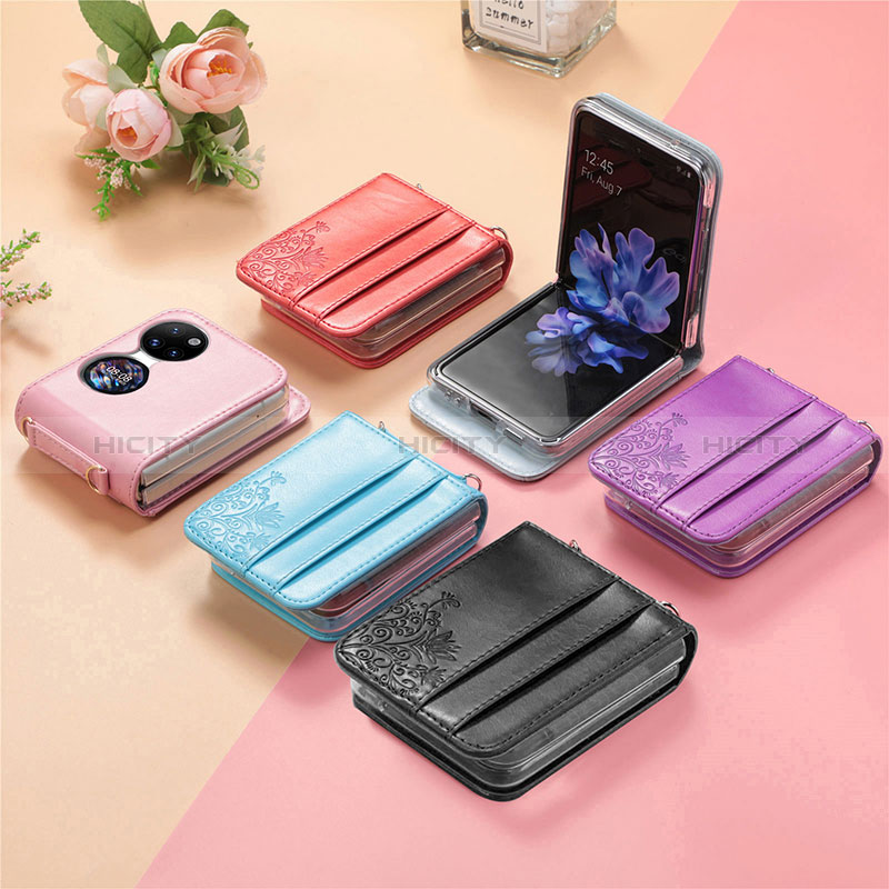 Funda Bumper Lujo Cuero y Plastico Mate Carcasa SD7 para Huawei P50 Pocket