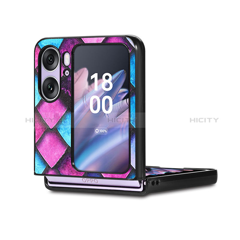 Funda Bumper Lujo Cuero y Plastico Mate Carcasa SD7 para Oppo Find N2 Flip 5G