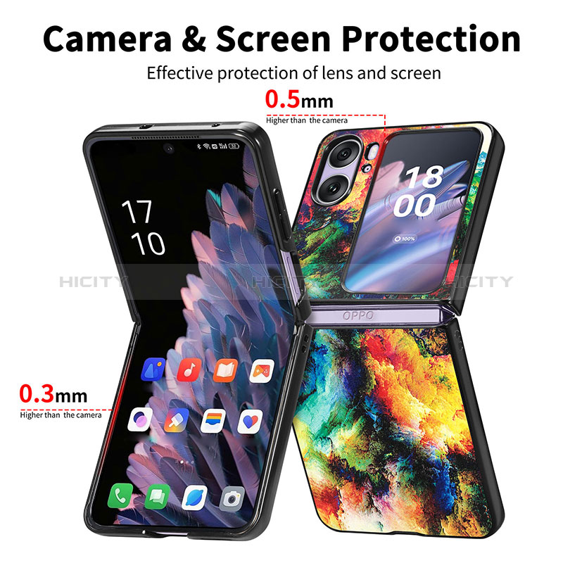 Funda Bumper Lujo Cuero y Plastico Mate Carcasa SD7 para Oppo Find N2 Flip 5G