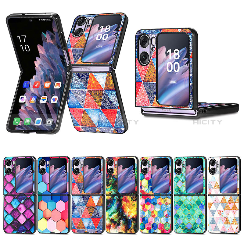 Funda Bumper Lujo Cuero y Plastico Mate Carcasa SD7 para Oppo Find N2 Flip 5G