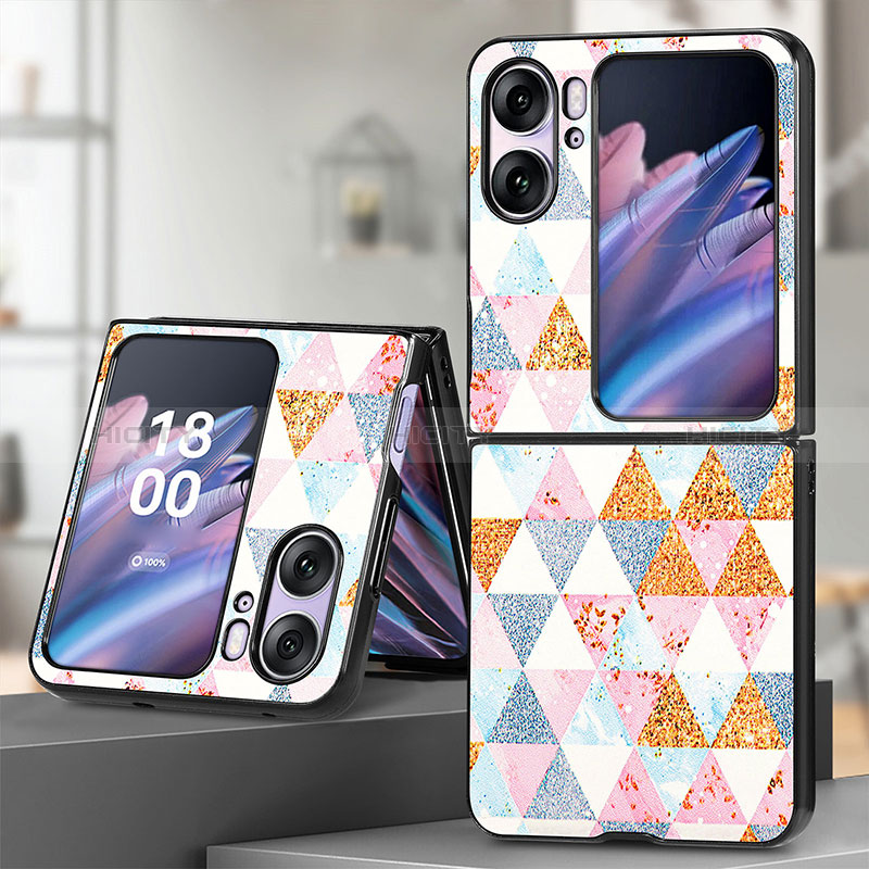 Funda Bumper Lujo Cuero y Plastico Mate Carcasa SD7 para Oppo Find N2 Flip 5G