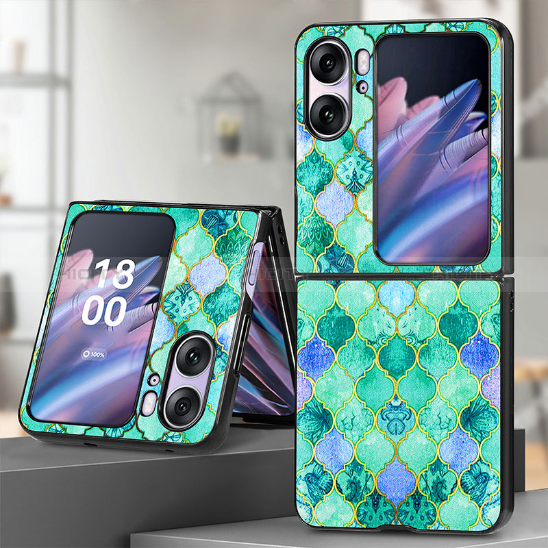 Funda Bumper Lujo Cuero y Plastico Mate Carcasa SD7 para Oppo Find N2 Flip 5G