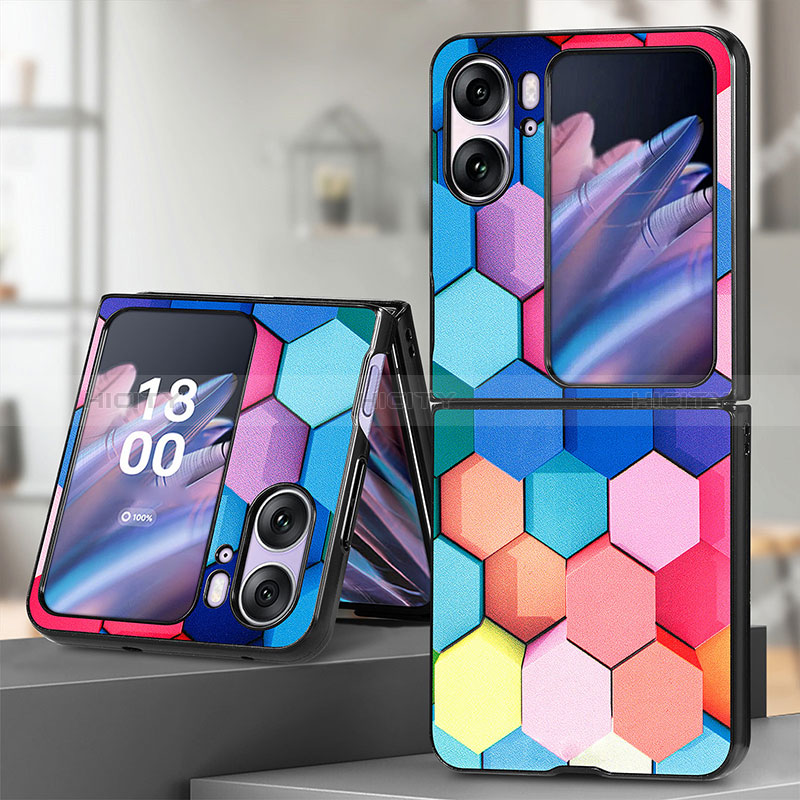 Funda Bumper Lujo Cuero y Plastico Mate Carcasa SD7 para Oppo Find N2 Flip 5G