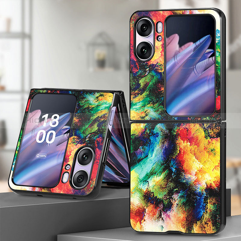 Funda Bumper Lujo Cuero y Plastico Mate Carcasa SD7 para Oppo Find N2 Flip 5G Multicolor