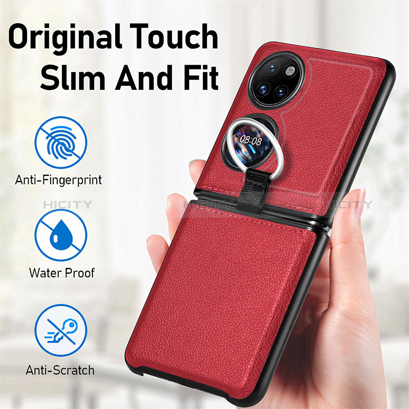 Funda Bumper Lujo Cuero y Plastico Mate Carcasa SD8 para Huawei P50 Pocket