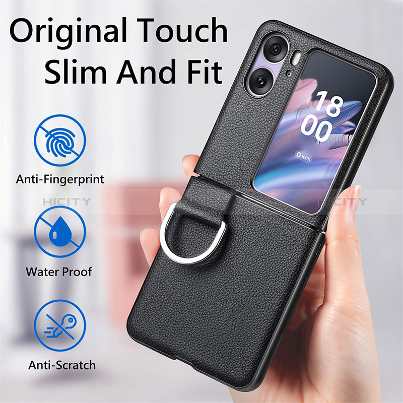 Funda Bumper Lujo Cuero y Plastico Mate Carcasa SD8 para Oppo Find N2 Flip 5G