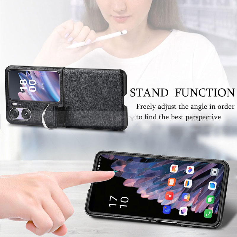 Funda Bumper Lujo Cuero y Plastico Mate Carcasa SD8 para Oppo Find N2 Flip 5G