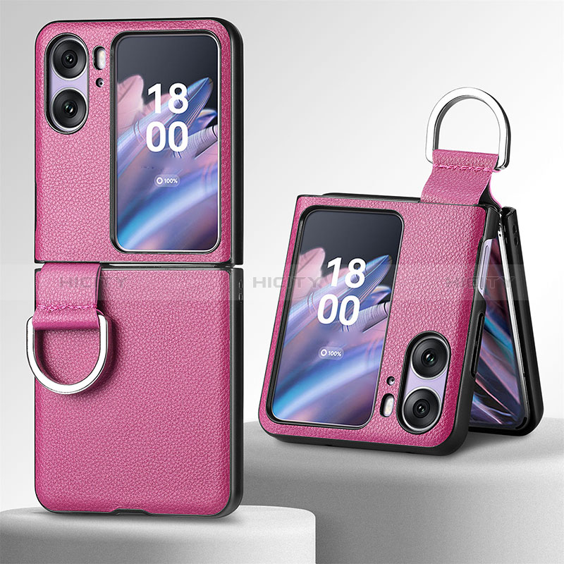 Funda Bumper Lujo Cuero y Plastico Mate Carcasa SD8 para Oppo Find N2 Flip 5G