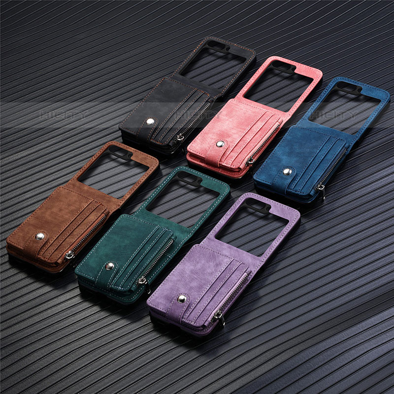 Funda Bumper Lujo Cuero y Plastico Mate Carcasa SD8 para Samsung Galaxy Z Flip5 5G