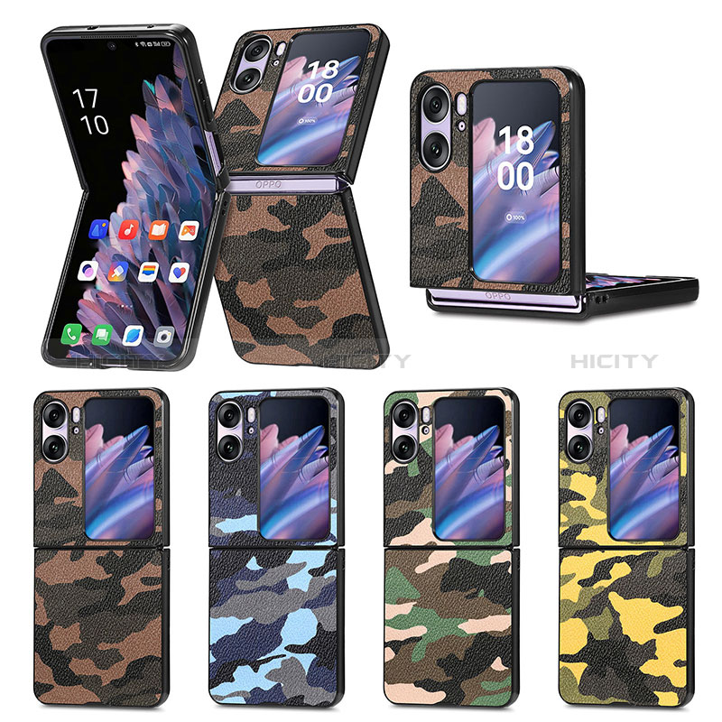 Funda Bumper Lujo Cuero y Plastico Mate Carcasa SD9 para Oppo Find N2 Flip 5G