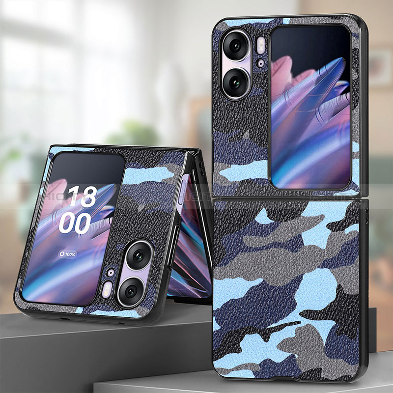 Funda Bumper Lujo Cuero y Plastico Mate Carcasa SD9 para Oppo Find N2 Flip 5G