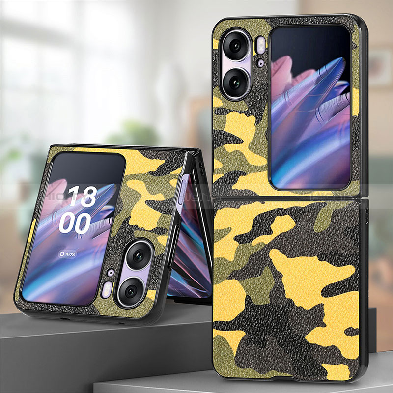 Funda Bumper Lujo Cuero y Plastico Mate Carcasa SD9 para Oppo Find N2 Flip 5G