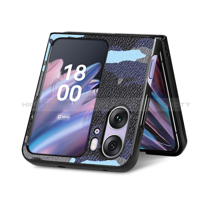 Funda Bumper Lujo Cuero y Plastico Mate Carcasa SD9 para Oppo Find N2 Flip 5G