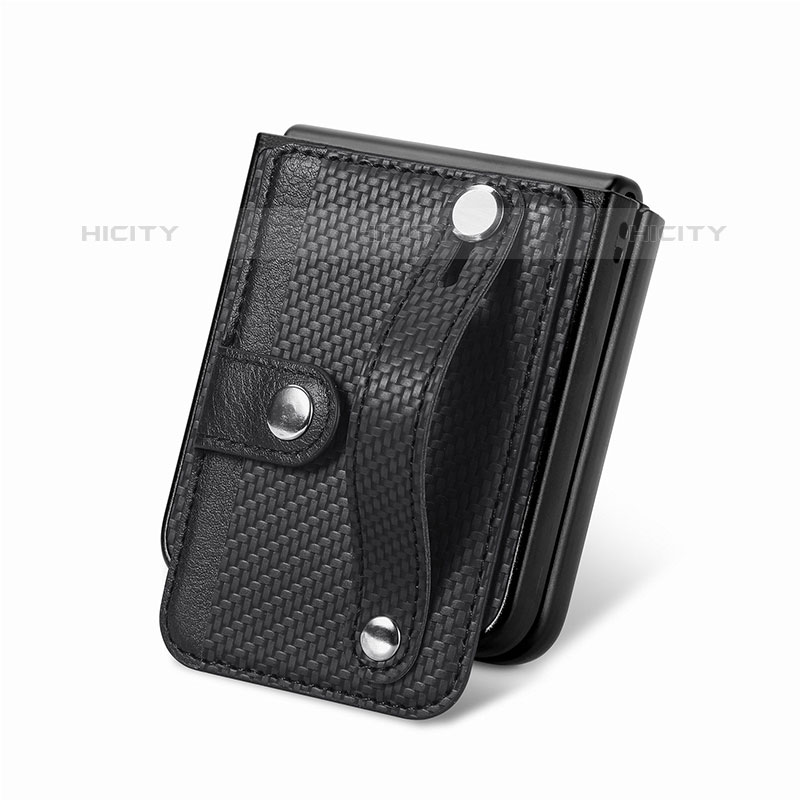 Funda Bumper Lujo Cuero y Plastico Mate Carcasa SD9 para Samsung Galaxy Z Flip5 5G Negro