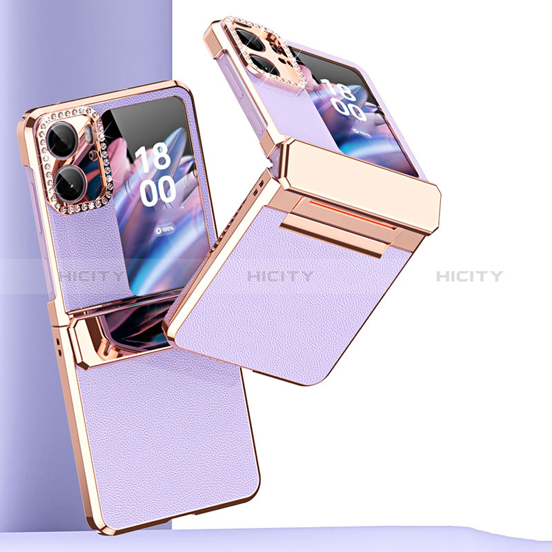 Funda Bumper Lujo Cuero y Plastico Mate Carcasa WZ1 para Oppo Find N2 Flip 5G