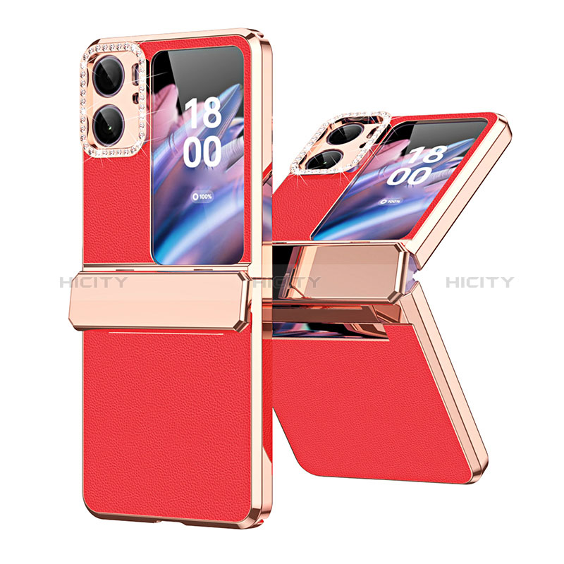 Funda Bumper Lujo Cuero y Plastico Mate Carcasa WZ1 para Oppo Find N2 Flip 5G