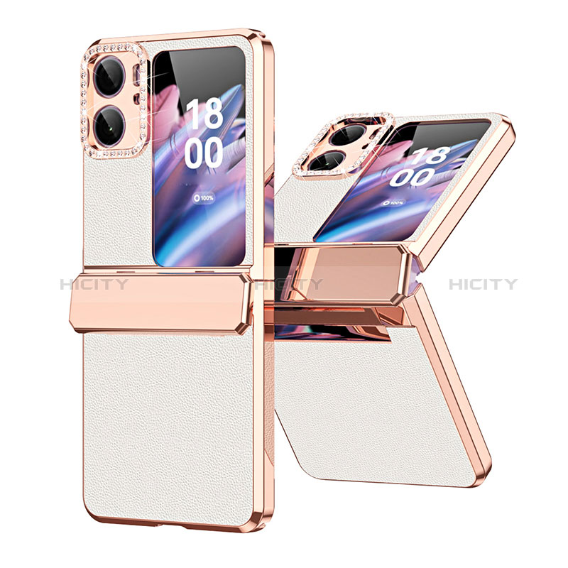 Funda Bumper Lujo Cuero y Plastico Mate Carcasa WZ1 para Oppo Find N2 Flip 5G