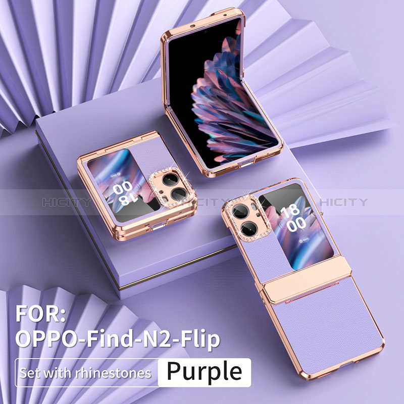 Funda Bumper Lujo Cuero y Plastico Mate Carcasa WZ2 para Oppo Find N2 Flip 5G