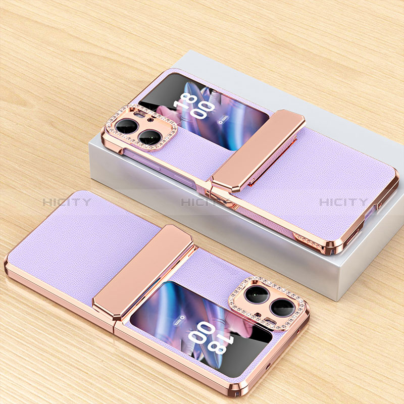 Funda Bumper Lujo Cuero y Plastico Mate Carcasa WZ2 para Oppo Find N2 Flip 5G