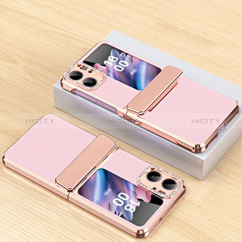 Funda Bumper Lujo Cuero y Plastico Mate Carcasa WZ2 para Oppo Find N2 Flip 5G