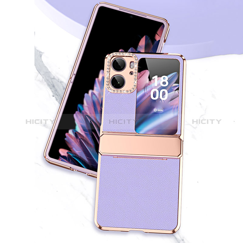 Funda Bumper Lujo Cuero y Plastico Mate Carcasa WZ2 para Oppo Find N2 Flip 5G