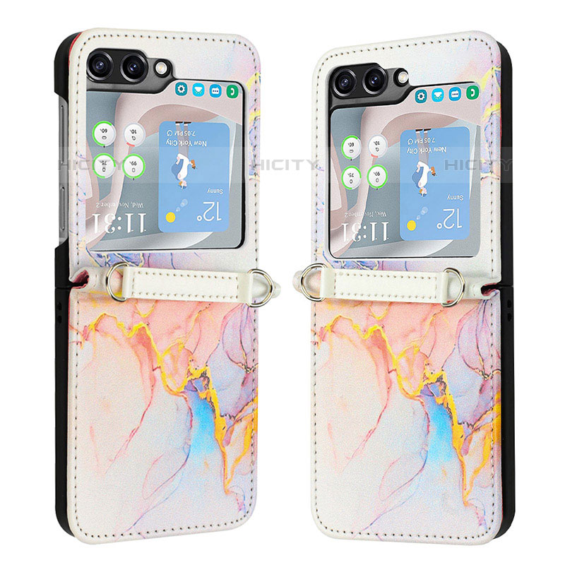 Funda Bumper Lujo Cuero y Plastico Mate Carcasa YB1 para Samsung Galaxy Z Flip5 5G