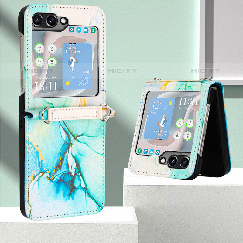 Funda Bumper Lujo Cuero y Plastico Mate Carcasa YB2 para Samsung Galaxy Z Flip5 5G