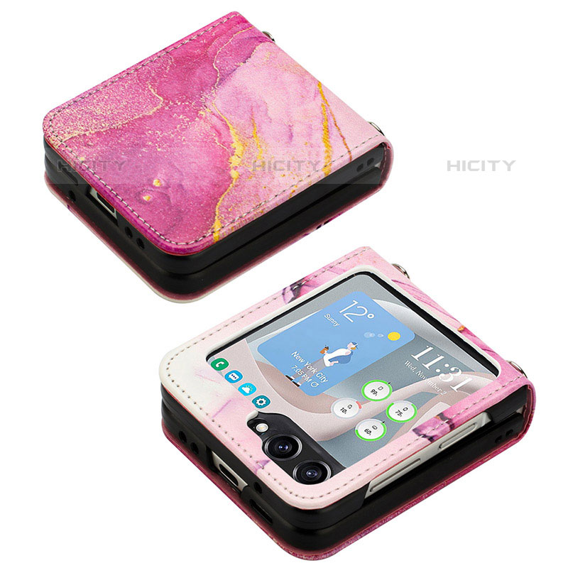 Funda Bumper Lujo Cuero y Plastico Mate Carcasa YB2 para Samsung Galaxy Z Flip5 5G