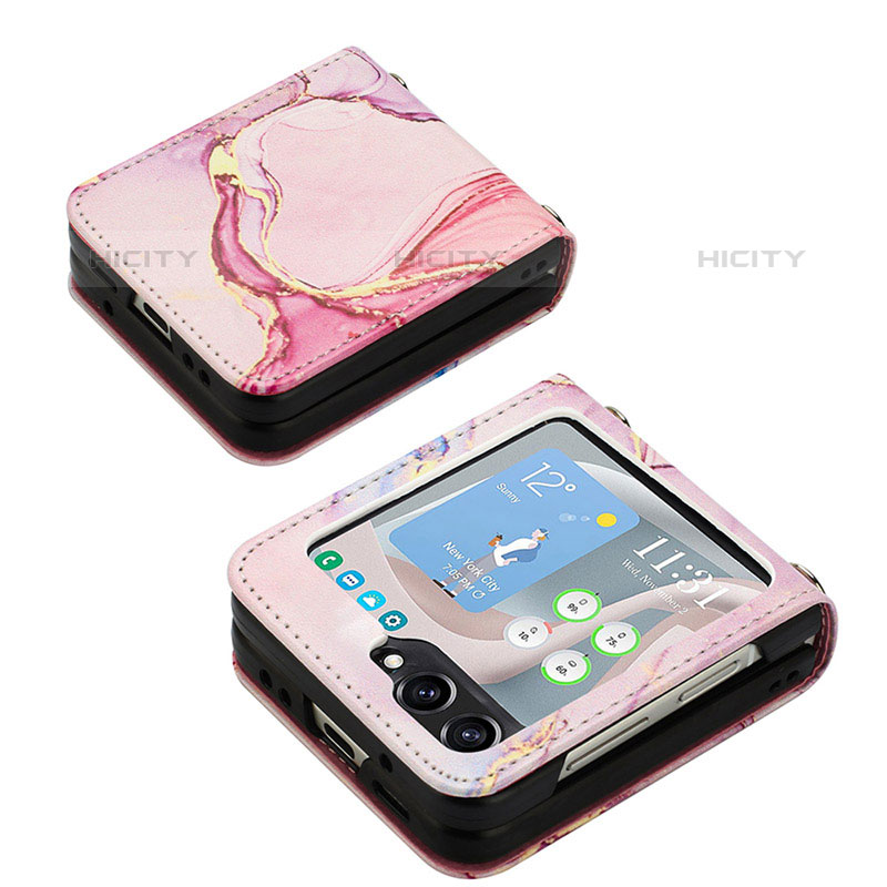 Funda Bumper Lujo Cuero y Plastico Mate Carcasa YB2 para Samsung Galaxy Z Flip5 5G