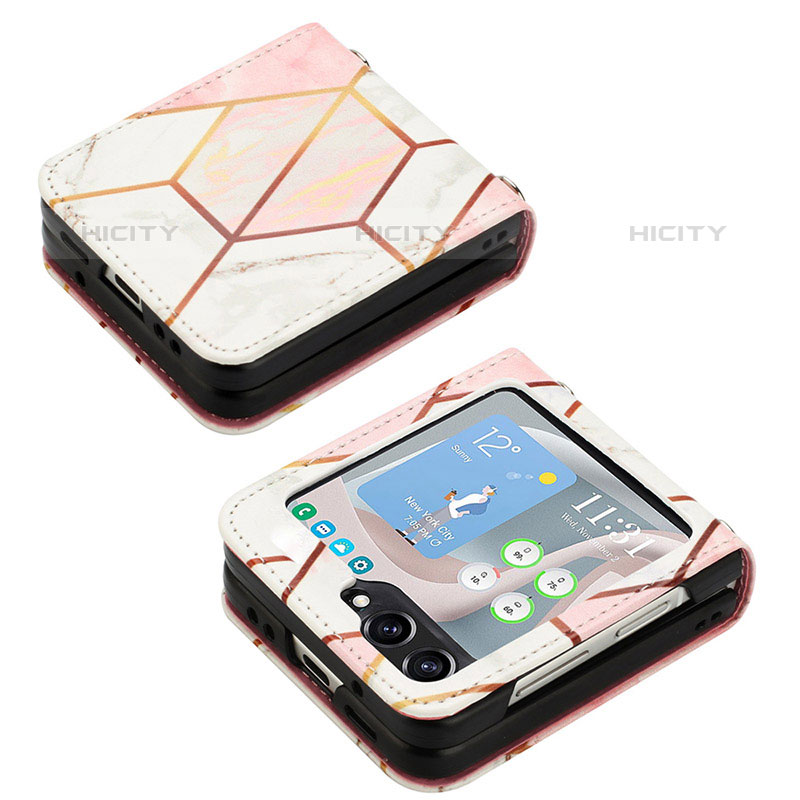 Funda Bumper Lujo Cuero y Plastico Mate Carcasa YB2 para Samsung Galaxy Z Flip5 5G