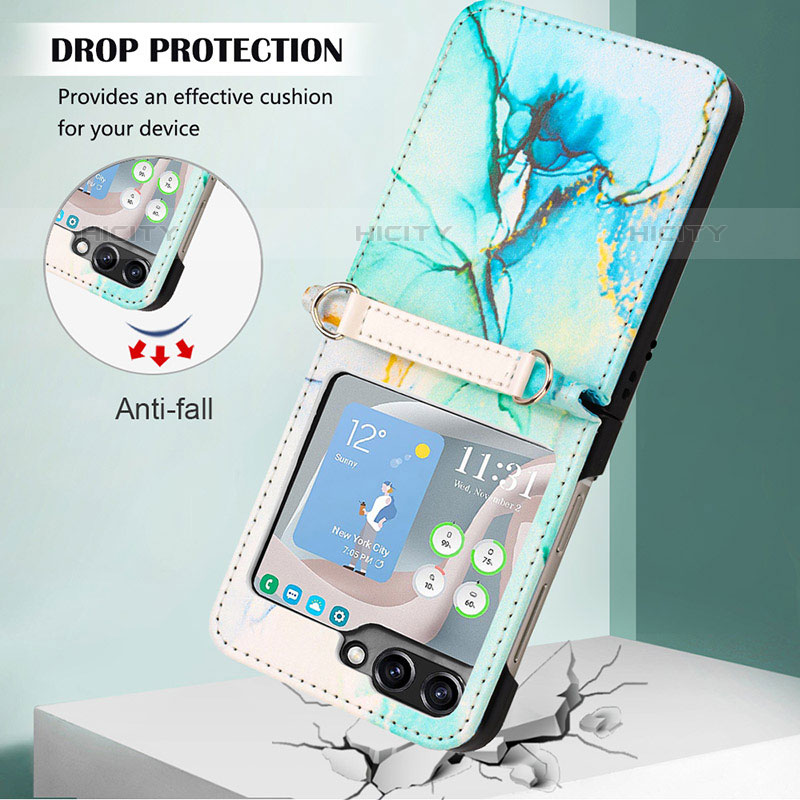 Funda Bumper Lujo Cuero y Plastico Mate Carcasa YB2 para Samsung Galaxy Z Flip5 5G