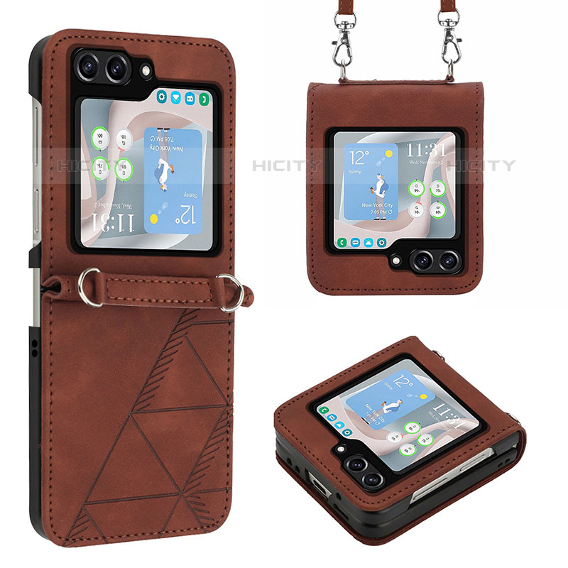 Funda Bumper Lujo Cuero y Plastico Mate Carcasa YB3 para Samsung Galaxy Z Flip5 5G