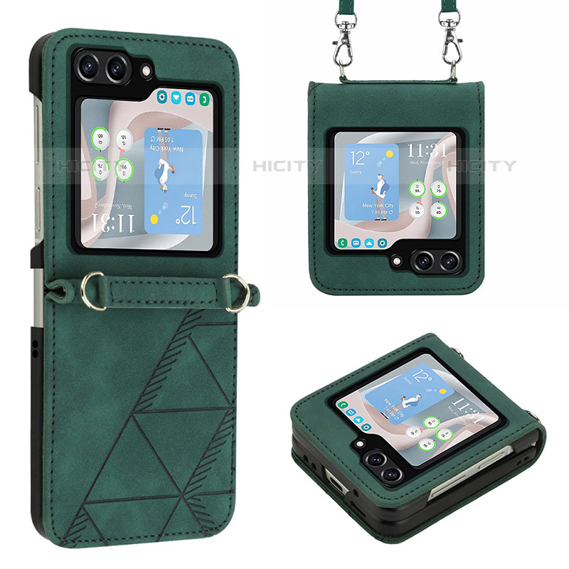 Funda Bumper Lujo Cuero y Plastico Mate Carcasa YB3 para Samsung Galaxy Z Flip5 5G