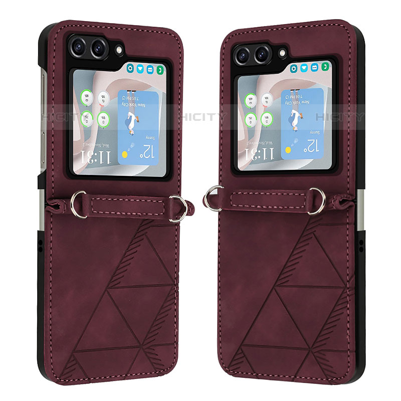 Funda Bumper Lujo Cuero y Plastico Mate Carcasa YB4 para Samsung Galaxy Z Flip5 5G