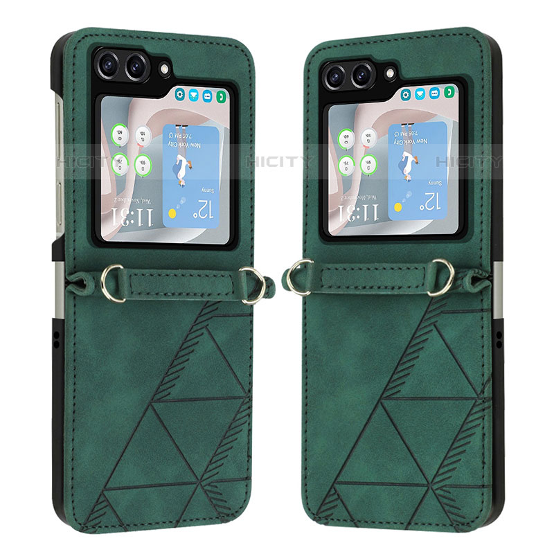 Funda Bumper Lujo Cuero y Plastico Mate Carcasa YB4 para Samsung Galaxy Z Flip5 5G