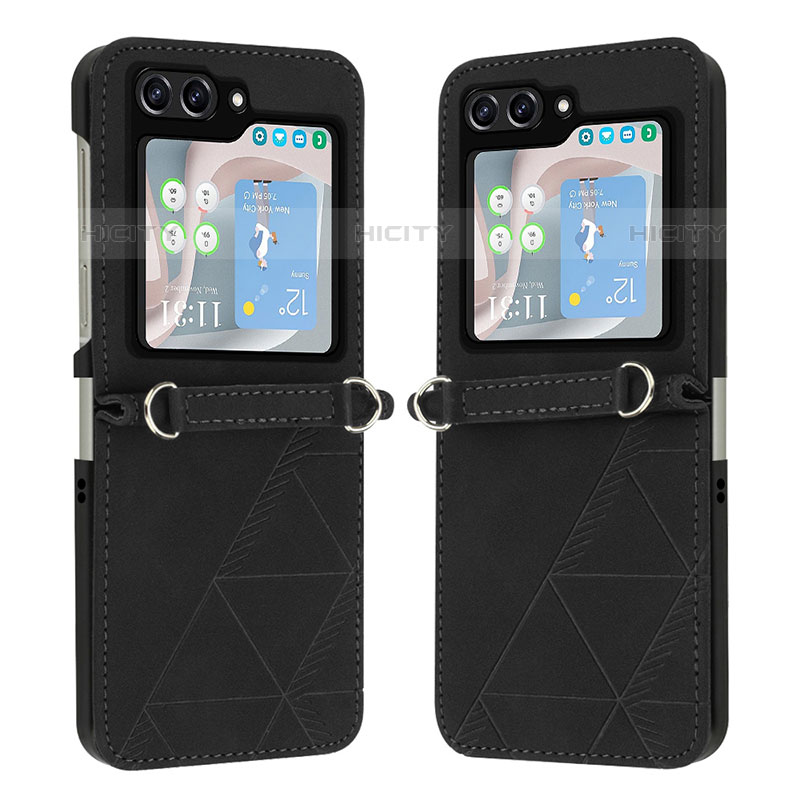 Funda Bumper Lujo Cuero y Plastico Mate Carcasa YB4 para Samsung Galaxy Z Flip5 5G