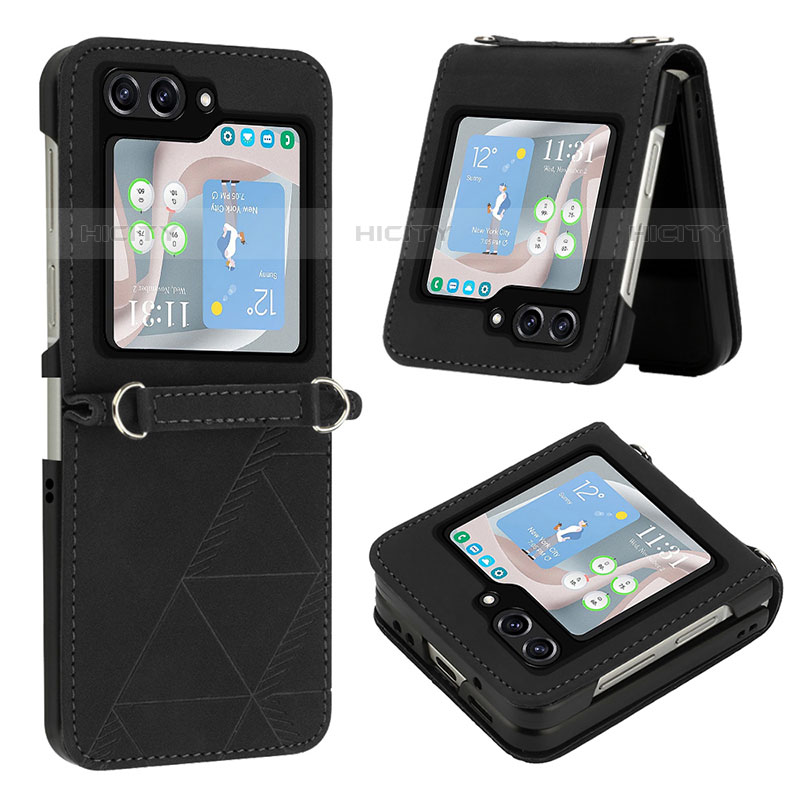 Funda Bumper Lujo Cuero y Plastico Mate Carcasa YB4 para Samsung Galaxy Z Flip5 5G